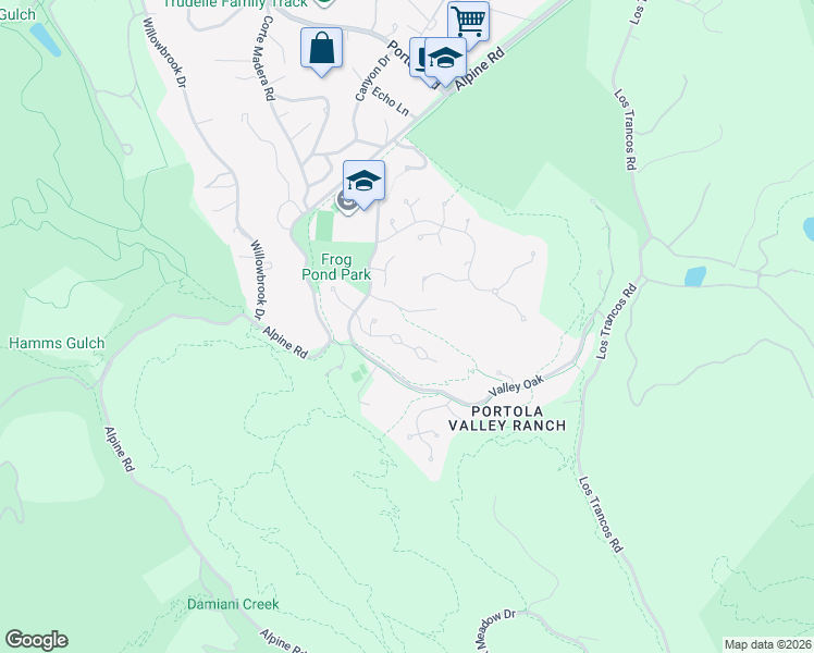 map of restaurants, bars, coffee shops, grocery stores, and more near 5 Sandstone in Portola Valley