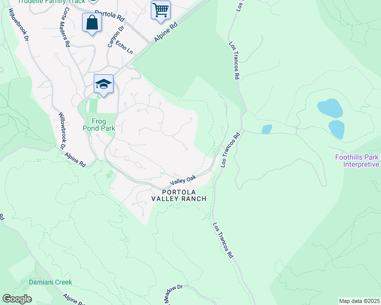 map of restaurants, bars, coffee shops, grocery stores, and more near 11 Hawk View in Portola Valley