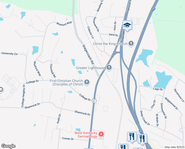 map of restaurants, bars, coffee shops, grocery stores, and more near 99 Stagecoach Road in Madisonville