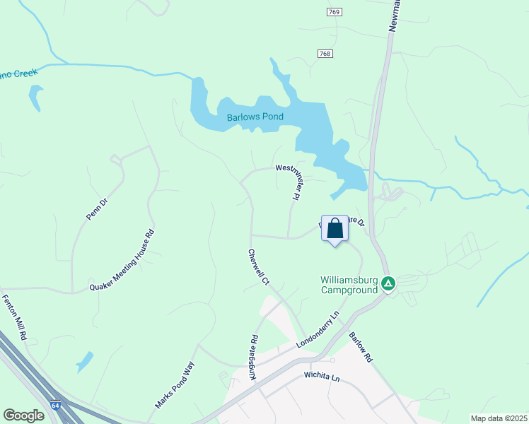 map of restaurants, bars, coffee shops, grocery stores, and more near 204 Cherwell Court in Williamsburg