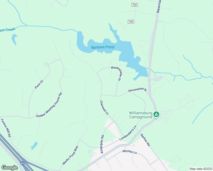 map of restaurants, bars, coffee shops, grocery stores, and more near 204 Cherwell Court in Williamsburg