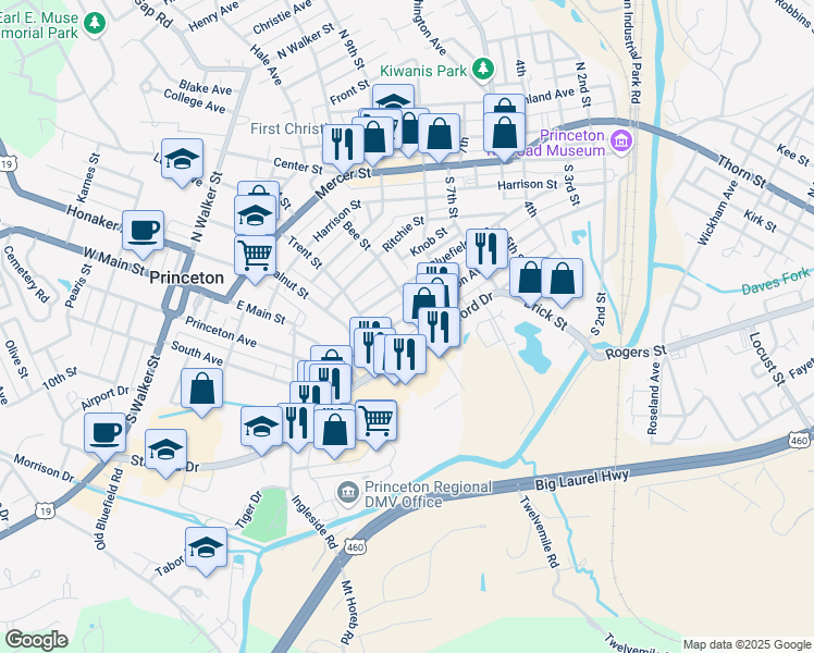 map of restaurants, bars, coffee shops, grocery stores, and more near 1108 Princeton Avenue in Princeton