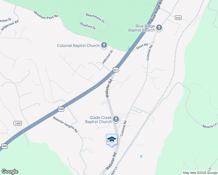 map of restaurants, bars, coffee shops, grocery stores, and more near 3580-3682 Blue Ridge Blvd in Blue Ridge
