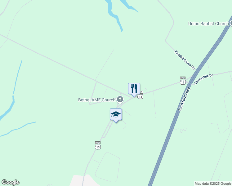 map of restaurants, bars, coffee shops, grocery stores, and more near 5390 Old Town Neck Drive in Cape Charles
