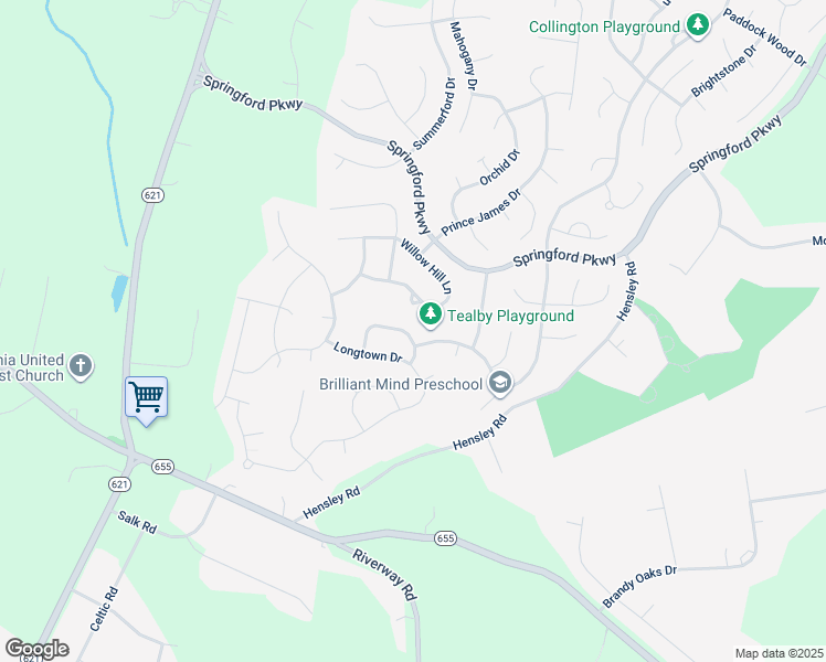 map of restaurants, bars, coffee shops, grocery stores, and more near 11206 Ascot Drive in Midlothian
