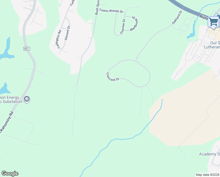 map of restaurants, bars, coffee shops, grocery stores, and more near 118 Crescent Drive in Williamsburg