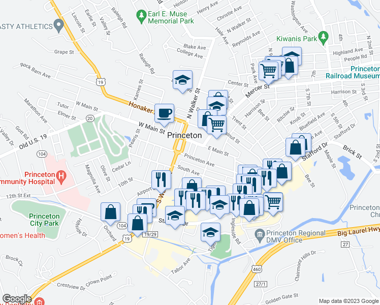map of restaurants, bars, coffee shops, grocery stores, and more near 1420 Princeton Avenue in Princeton