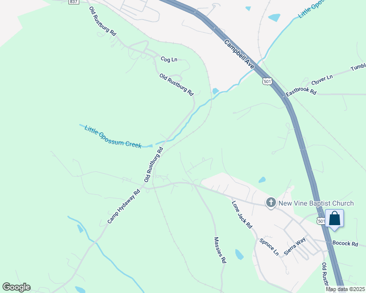 map of restaurants, bars, coffee shops, grocery stores, and more near 171 Nest Lane in Lynchburg