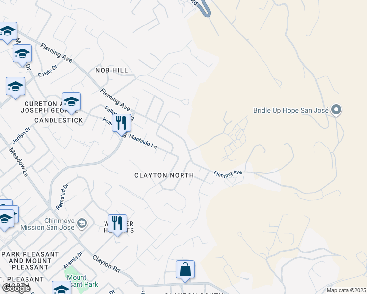 map of restaurants, bars, coffee shops, grocery stores, and more near 1245 Fleming Avenue in San Jose