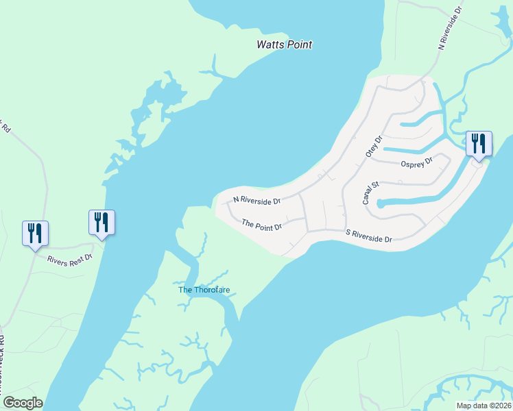 map of restaurants, bars, coffee shops, grocery stores, and more near 3027 North Riverside Drive in Lanexa