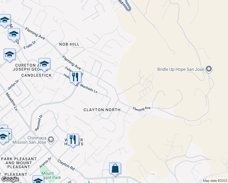 map of restaurants, bars, coffee shops, grocery stores, and more near 1245 Fleming Avenue in San Jose