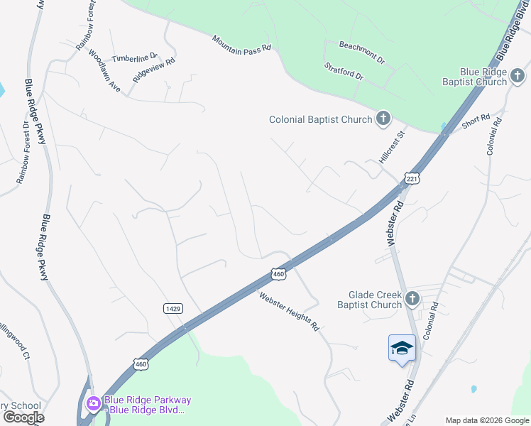 map of restaurants, bars, coffee shops, grocery stores, and more near 140 Queen Regent Court in Blue Ridge