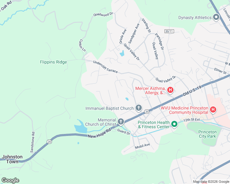 map of restaurants, bars, coffee shops, grocery stores, and more near 19 Rolling Hill in Princeton