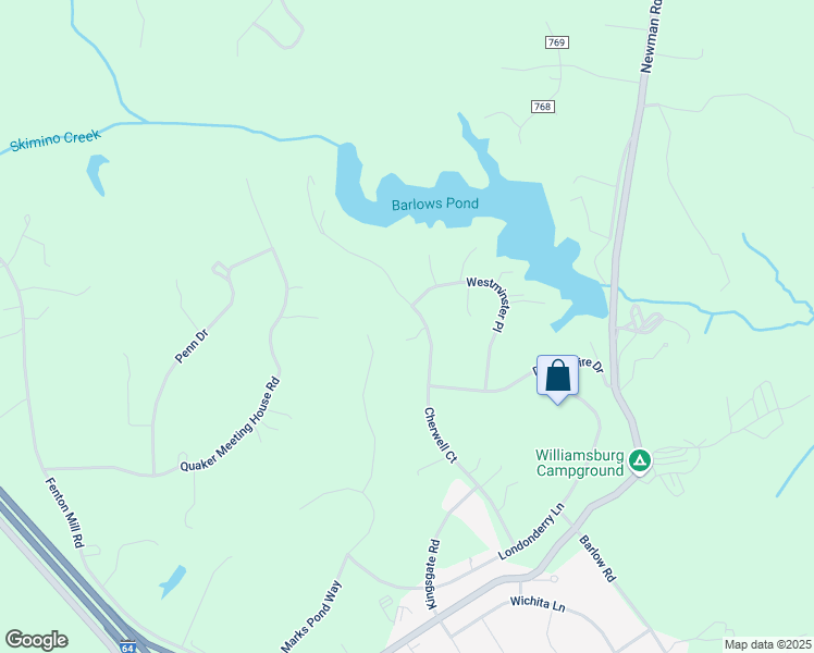map of restaurants, bars, coffee shops, grocery stores, and more near 209 Cherwell Court in Williamsburg