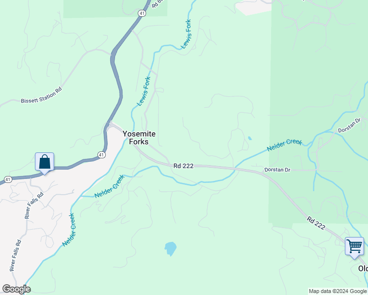 map of restaurants, bars, coffee shops, grocery stores, and more near 42400 Maples Lane in Oakhurst
