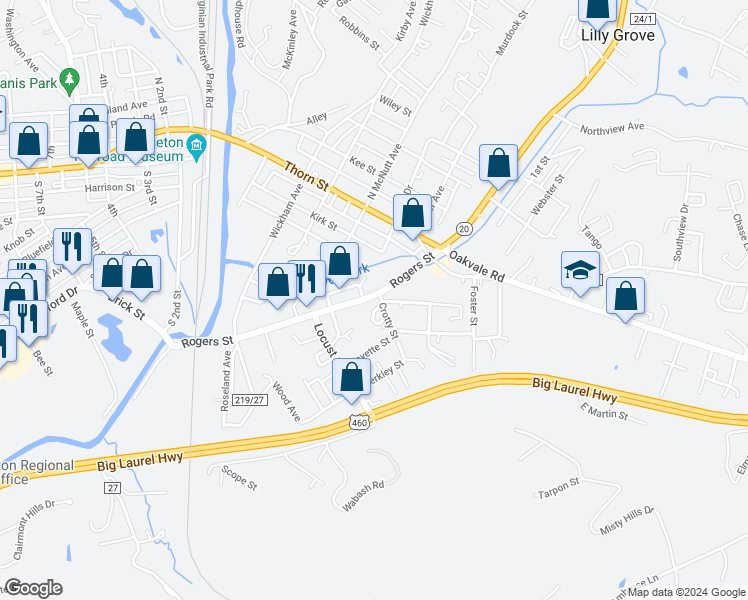 map of restaurants, bars, coffee shops, grocery stores, and more near 614 Rogers Street in Princeton