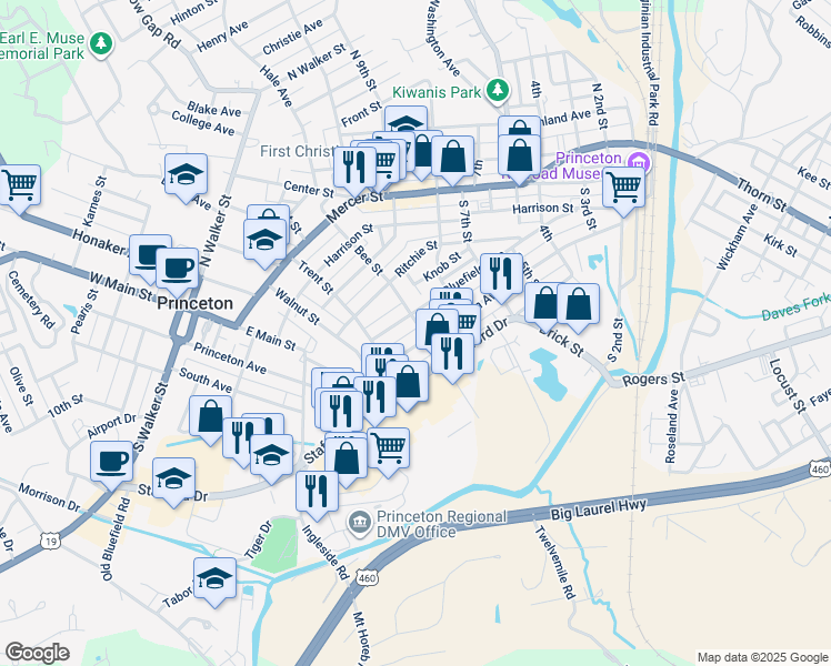 map of restaurants, bars, coffee shops, grocery stores, and more near 1108 Princeton Avenue in Princeton