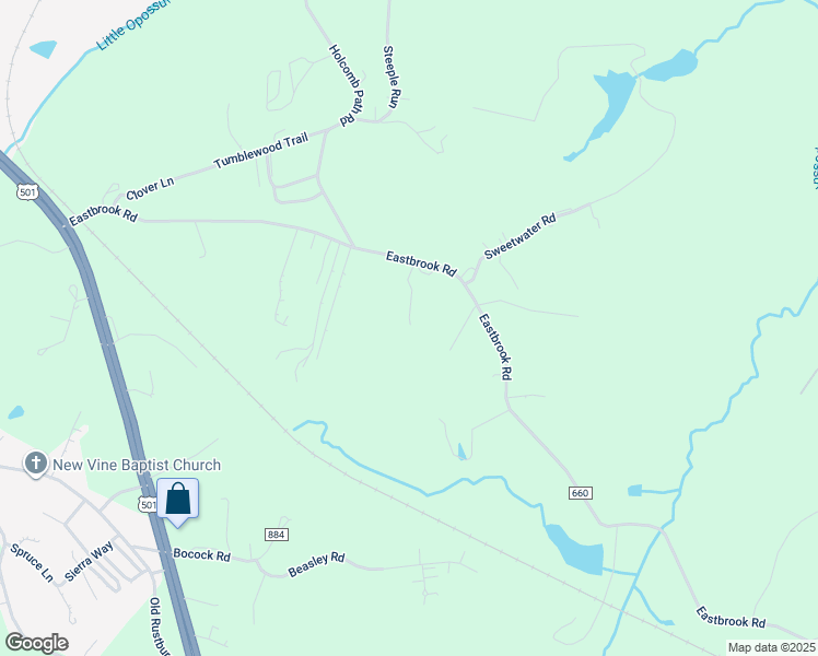 map of restaurants, bars, coffee shops, grocery stores, and more near 3012 Eastbrook Road in Lynchburg