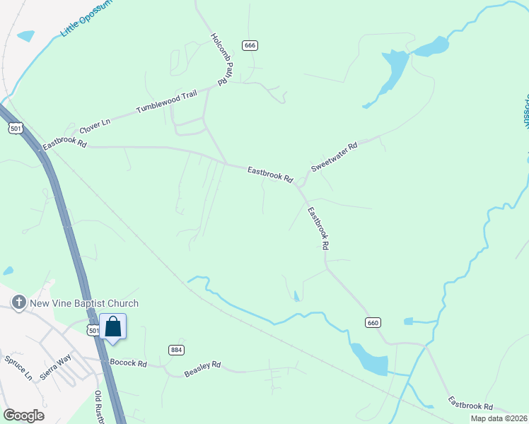 map of restaurants, bars, coffee shops, grocery stores, and more near 3012 Eastbrook Road in Lynchburg