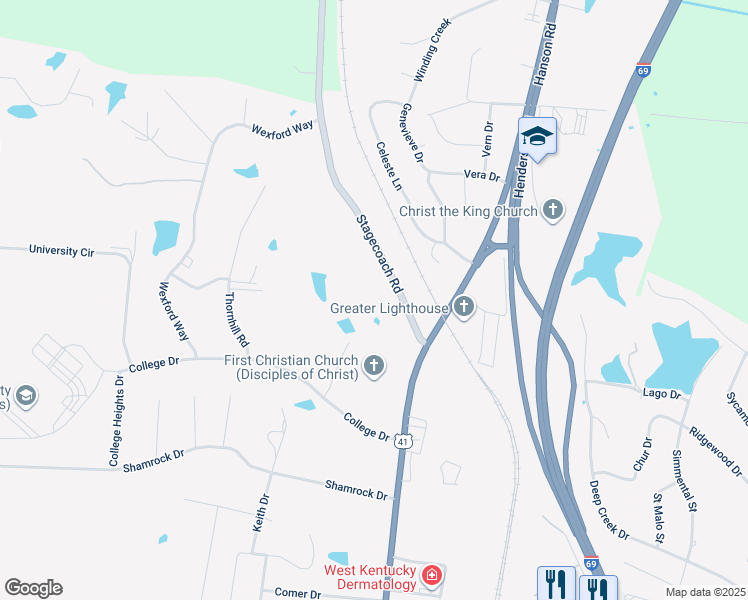 map of restaurants, bars, coffee shops, grocery stores, and more near 99 Stagecoach Road in Madisonville