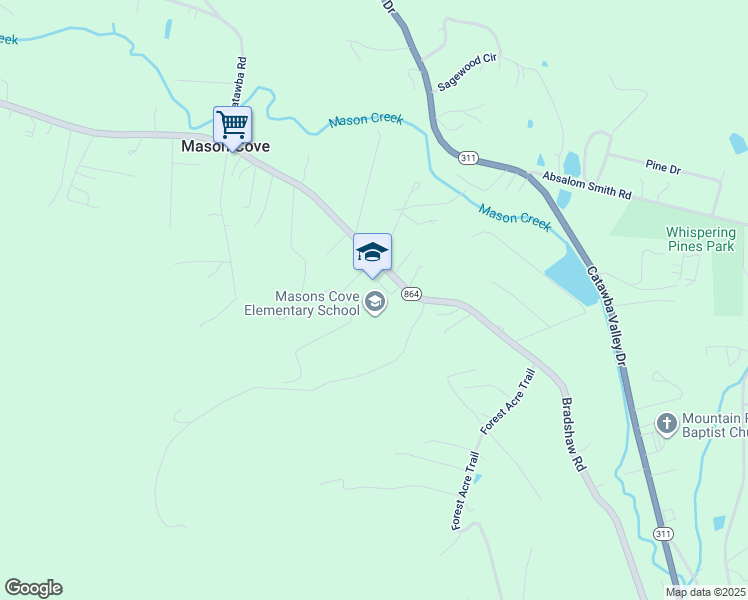 map of restaurants, bars, coffee shops, grocery stores, and more near 3370 Bradshaw Road in Salem