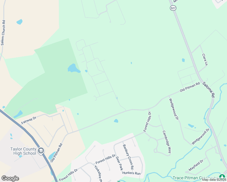map of restaurants, bars, coffee shops, grocery stores, and more near Woodland Heights Parkway in Campbellsville