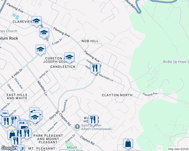 map of restaurants, bars, coffee shops, grocery stores, and more near 1014 Hobie Lane in San Jose