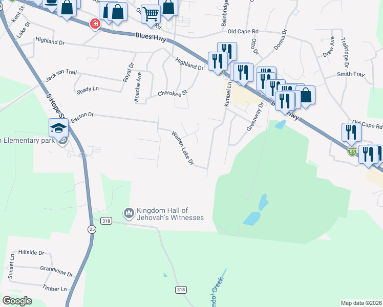 map of restaurants, bars, coffee shops, grocery stores, and more near 1593 Ashley Trace Court in Jackson