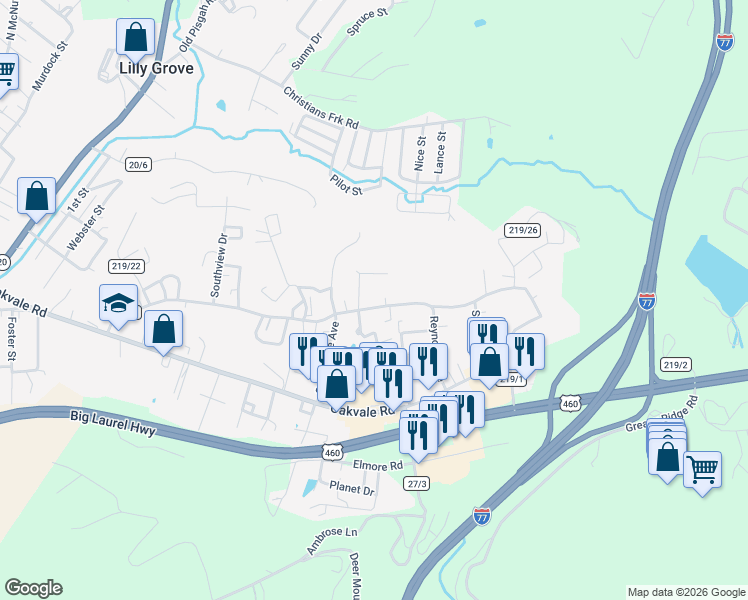 map of restaurants, bars, coffee shops, grocery stores, and more near 901 Pikeview Dr in Princeton
