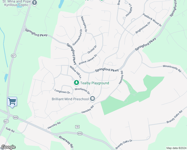 map of restaurants, bars, coffee shops, grocery stores, and more near 14731 Collington Turn in Chesterfield