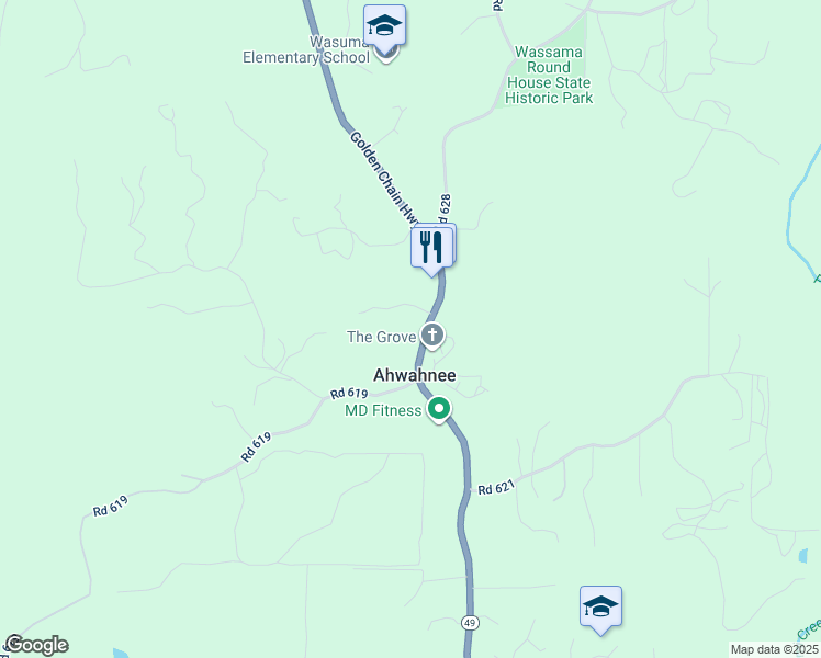 map of restaurants, bars, coffee shops, grocery stores, and more near 42514 California 49 in Ahwahnee