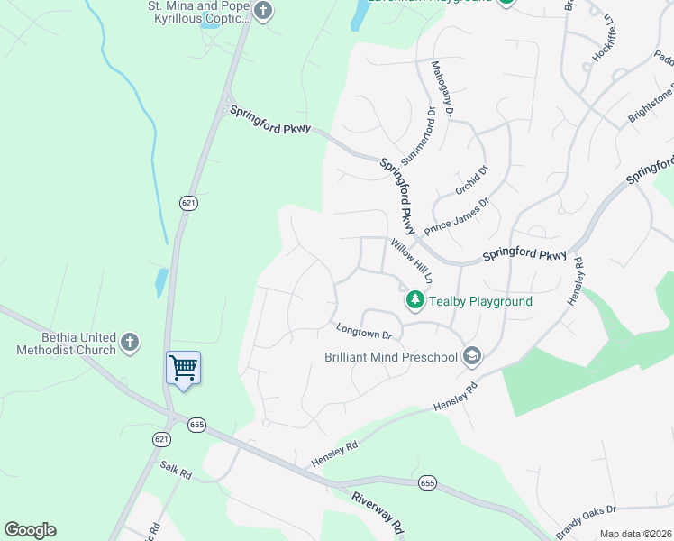 map of restaurants, bars, coffee shops, grocery stores, and more near 11019 Avening Road in Chesterfield