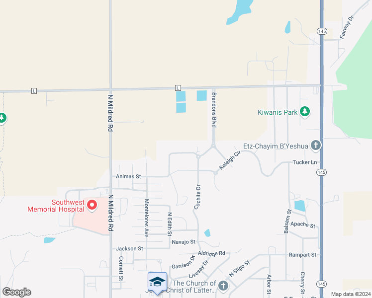 map of restaurants, bars, coffee shops, grocery stores, and more near 1340 Animas Street in Cortez