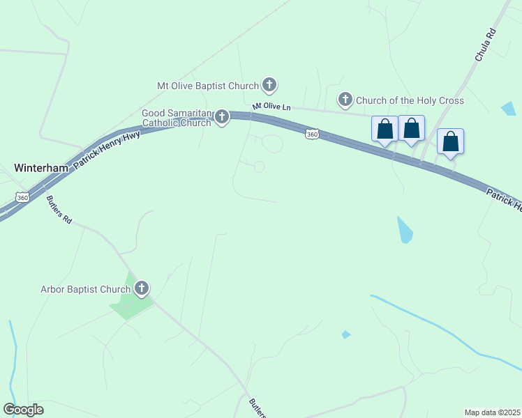 map of restaurants, bars, coffee shops, grocery stores, and more near 10632 Winchester Drive in Amelia Court House
