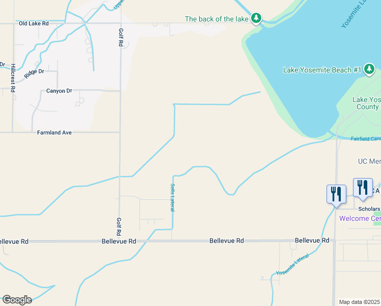 map of restaurants, bars, coffee shops, grocery stores, and more near in Merced