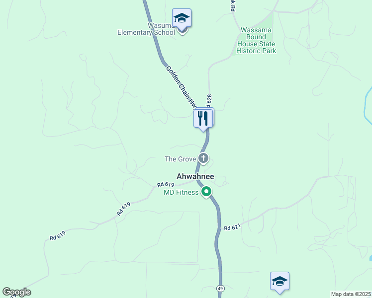 map of restaurants, bars, coffee shops, grocery stores, and more near 42514 California 49 in Ahwahnee