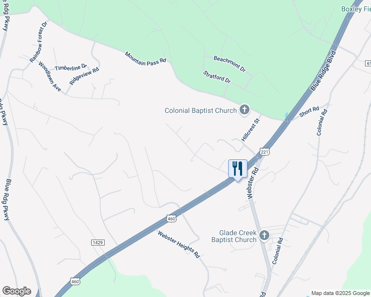 map of restaurants, bars, coffee shops, grocery stores, and more near 259 Longwood Lane in Blue Ridge