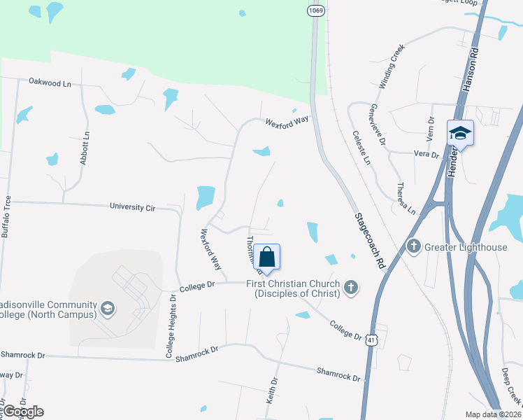 map of restaurants, bars, coffee shops, grocery stores, and more near 800-898 Thornhill Rd in Madisonville