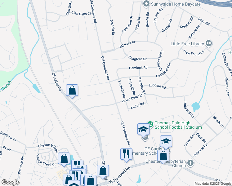 map of restaurants, bars, coffee shops, grocery stores, and more near 11441 Old Centralia Road in Chester