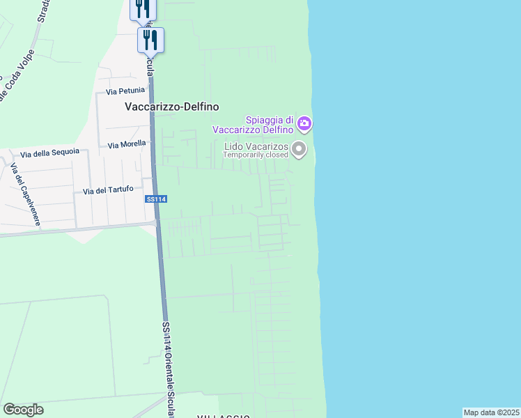 map of restaurants, bars, coffee shops, grocery stores, and more near 15 Via Saracina in Vaccarizzo-delfino