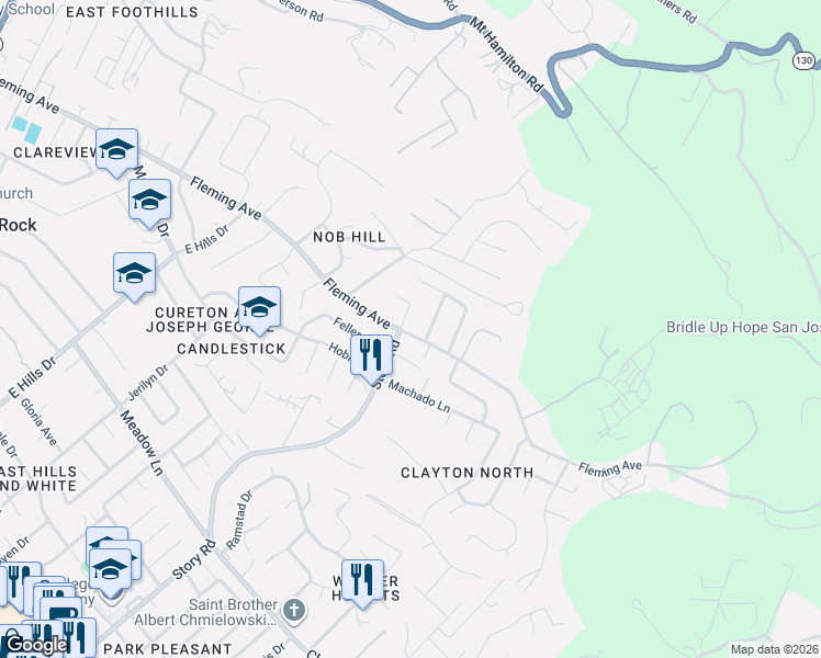 map of restaurants, bars, coffee shops, grocery stores, and more near 3714 Marchant Court in San Jose