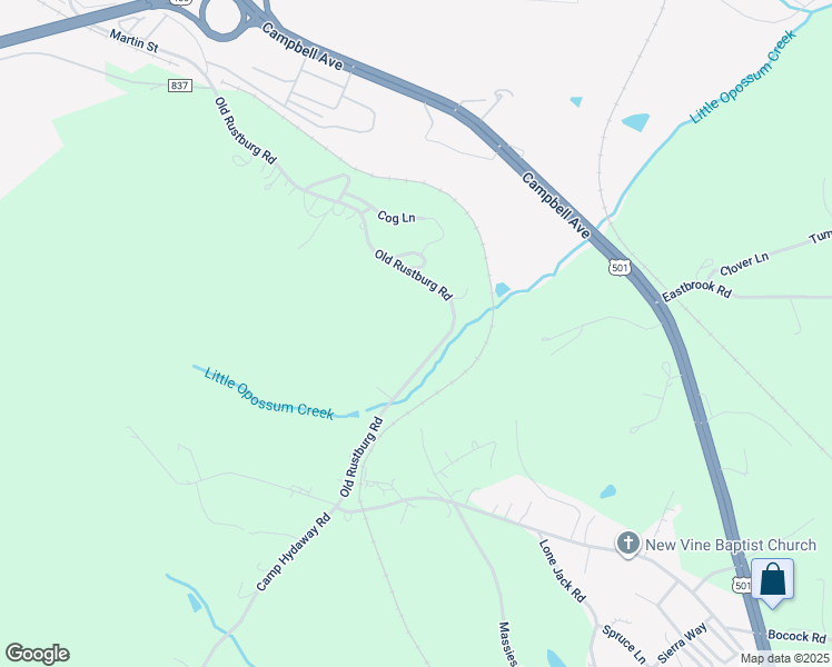 map of restaurants, bars, coffee shops, grocery stores, and more near 1720 Old Rustburg Road in Lynchburg