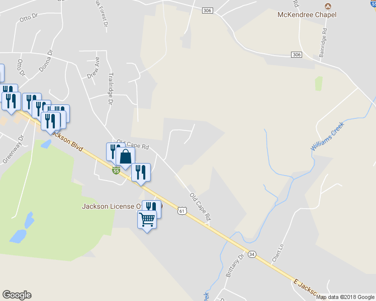 map of restaurants, bars, coffee shops, grocery stores, and more near 1650 Hermitage Drive in Jackson