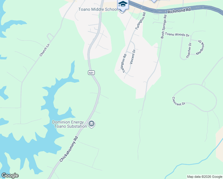 map of restaurants, bars, coffee shops, grocery stores, and more near 3295 Chickahominy Road in Toano