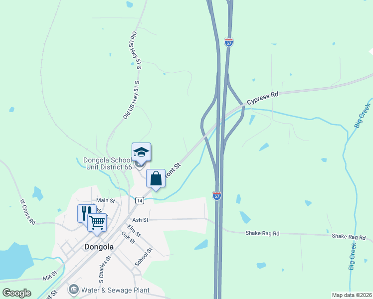 map of restaurants, bars, coffee shops, grocery stores, and more near Old Anna Rd in Dongola