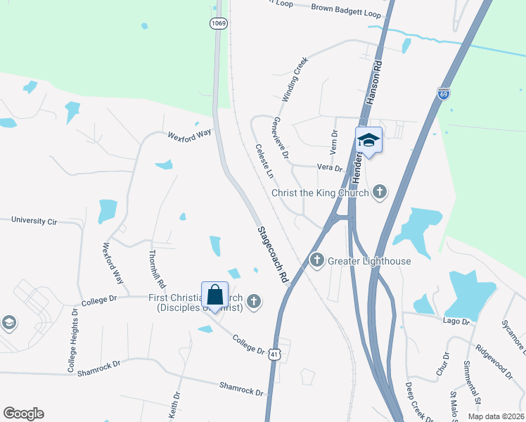 map of restaurants, bars, coffee shops, grocery stores, and more near 100-554 Stagecoach Road in Madisonville