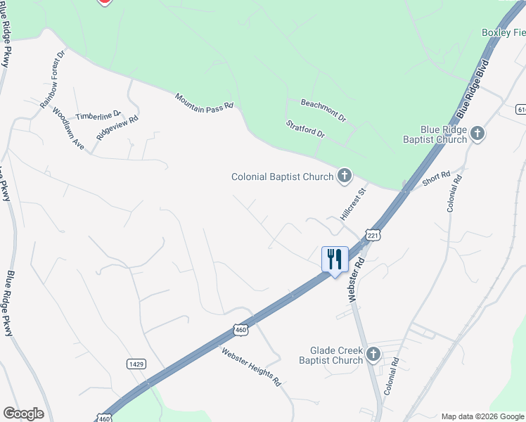 map of restaurants, bars, coffee shops, grocery stores, and more near 37 Spruce Circle in Blue Ridge