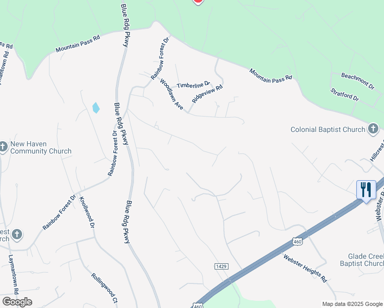 map of restaurants, bars, coffee shops, grocery stores, and more near 374 Stonebridge Drive in Blue Ridge