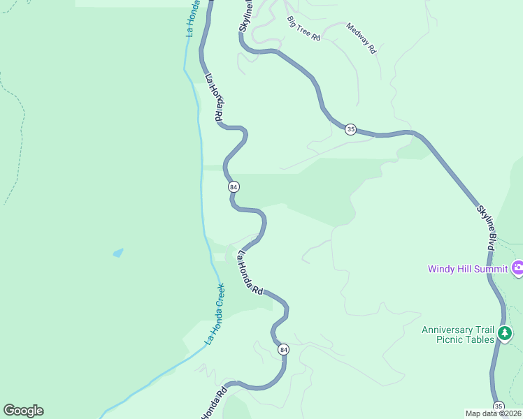 map of restaurants, bars, coffee shops, grocery stores, and more near 121 La Honda Road in Woodside