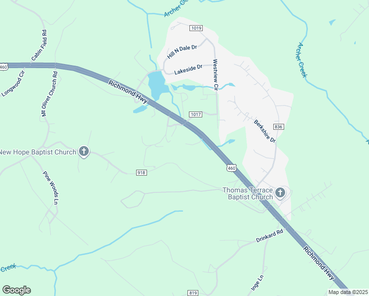 map of restaurants, bars, coffee shops, grocery stores, and more near 10137 Richmond Highway in Lynchburg